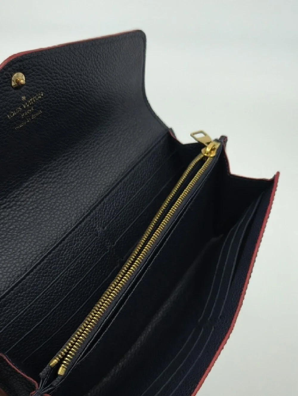 Louis Vuitton Dark Navy Empreinte Leather Sarah Wallet with Gold Tone Snap